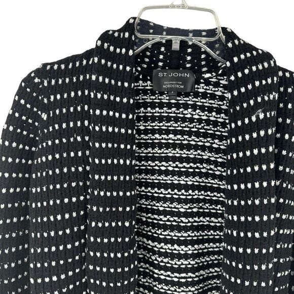 St John Nordstrom Cardigan Sweater Black Open Front Size P US 2 Wool Blend Knit - Picture 3 of 8